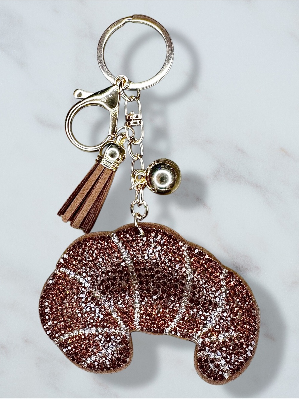 Crossant Rhinestone Charm Keychain